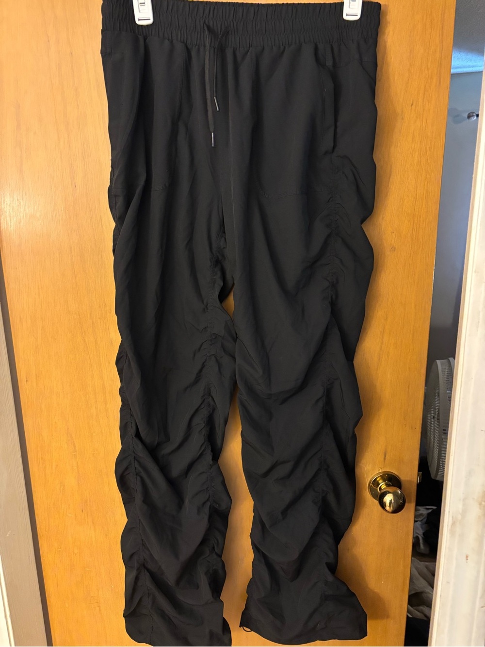 Women’s  Black Drawstring Ruched Track Pants